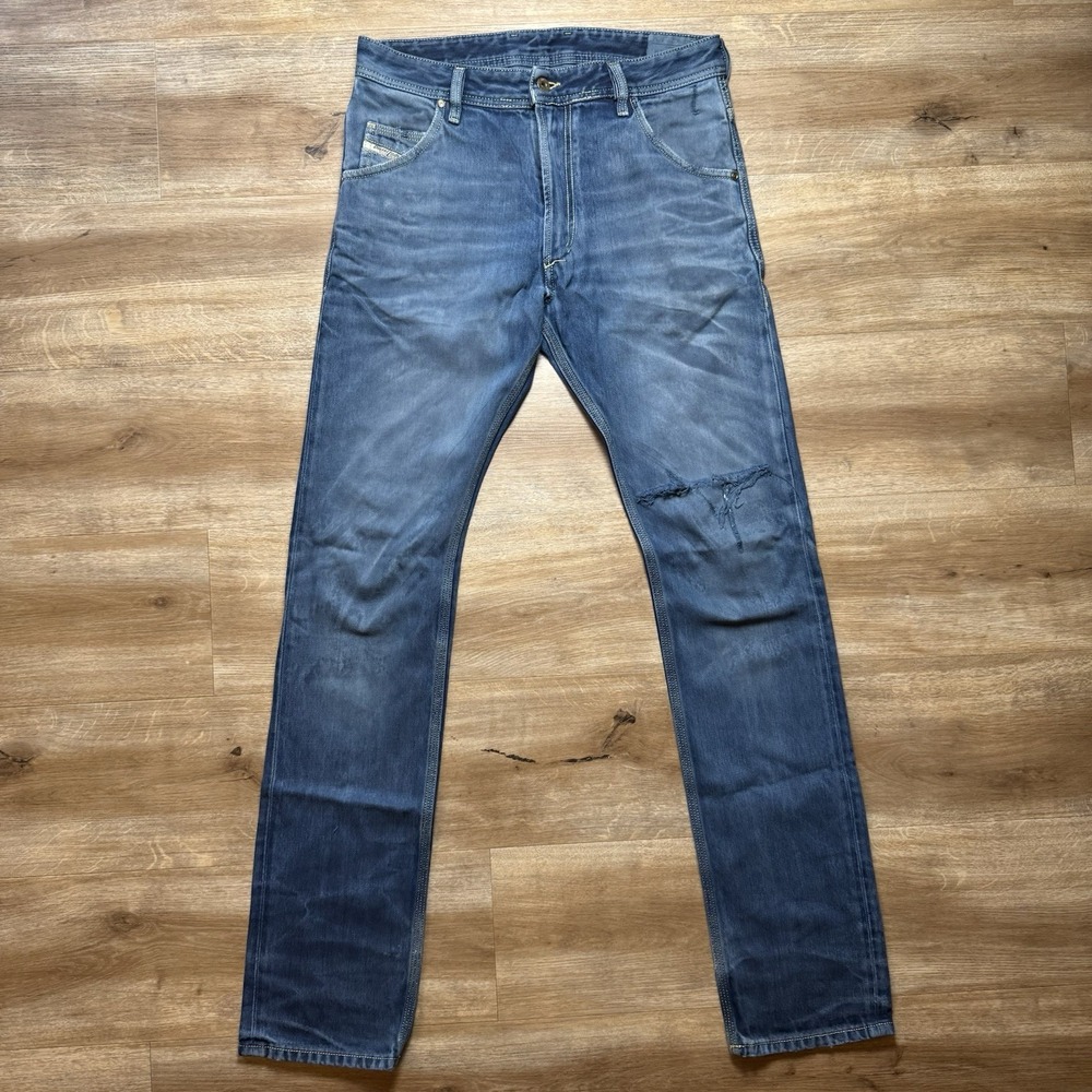 Diesel Krooley Jeans Mens 29x34 Blue Slim Carrot Distressed Made in Italy 008I2